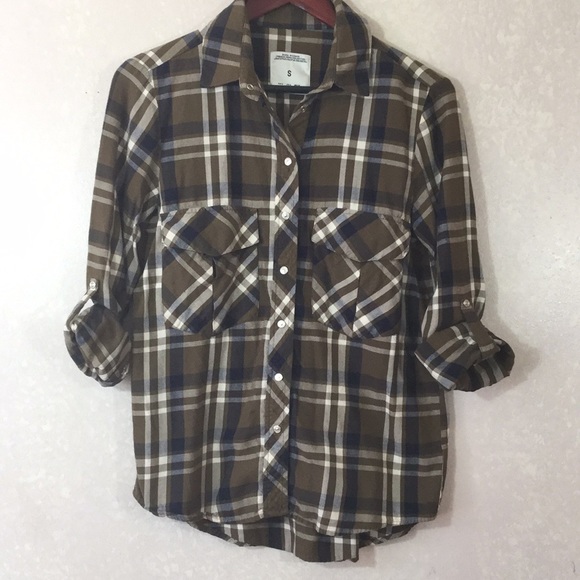 Zara Tops - Zara Women Lightweight Flannel Shirt Snap Front S